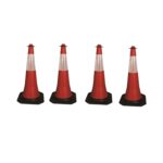 KTAUTOMATION - Road Traffic Cone 750MM Pack of 4 Safety Cones With 4 Rings Traffic Safety Cone Road Safety Cone With Reflective Strip Collar For Parking | Mall | Company| Hospital Etc