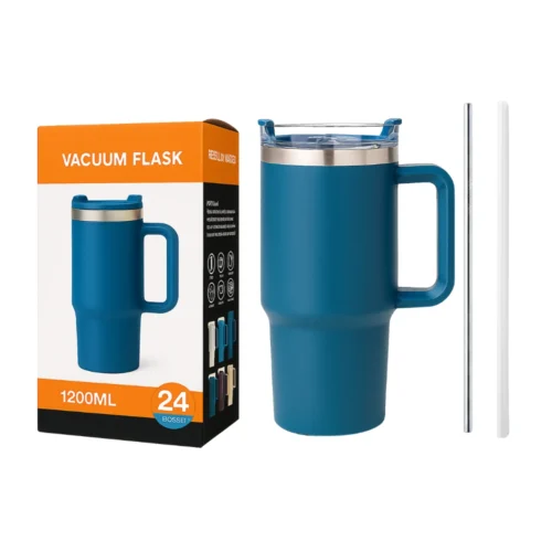 Blue Tumbler Bottle with Lid & 2 Straw | 1200ml