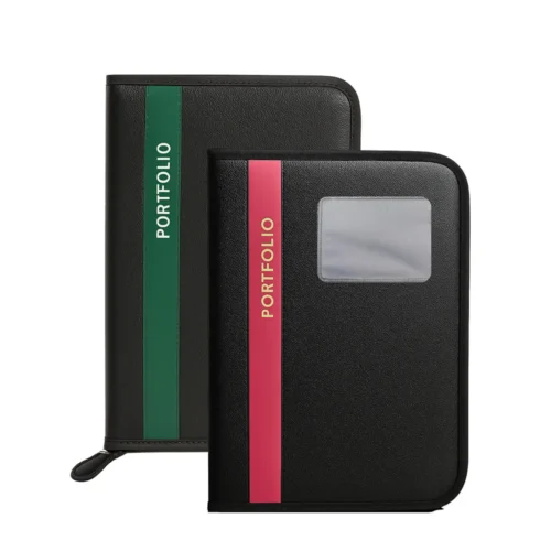 Red & Green PU Leather A4/FS File Folder