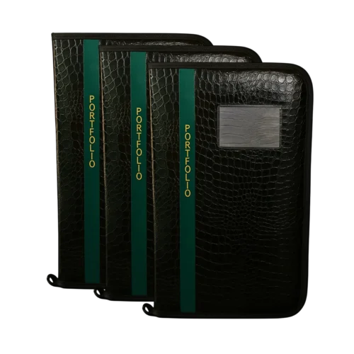 Green Crocodile PU Leather A4/FS File Folder